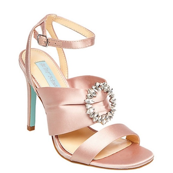 BETSEY JOHNSON SB SCOTI HEELS NUDE SATIN CRYSTAL size 7 - Picture 1 of 5